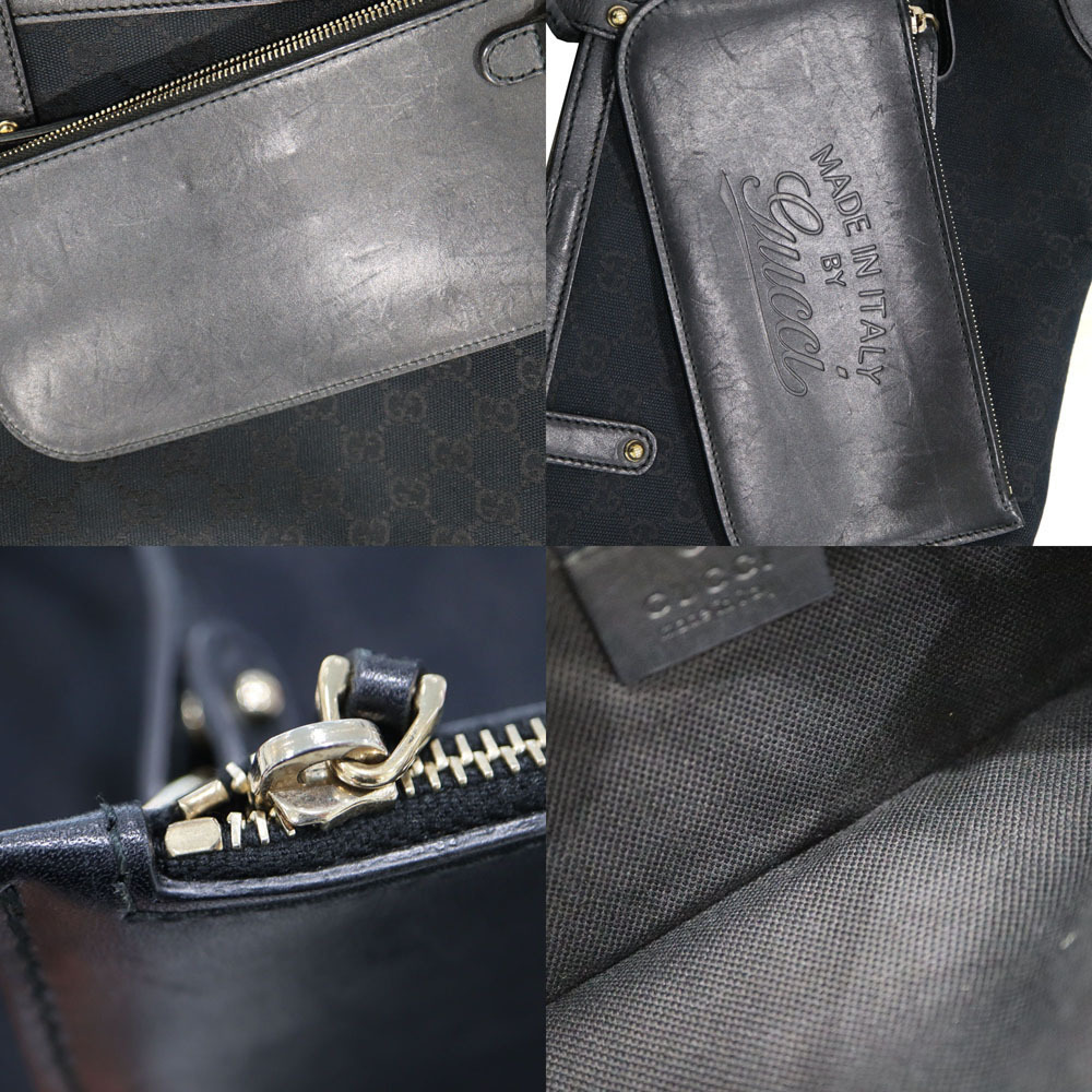 Gucci Tote Bag Canvas Leather Black GG - Picture 10 of 10